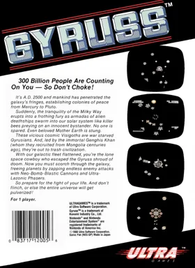 Gyruss (USA) box cover back